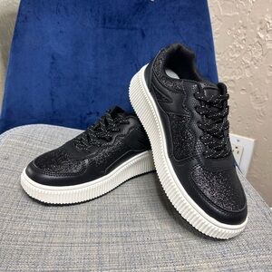 🆕 Black Glitter Sneakers with White Soles